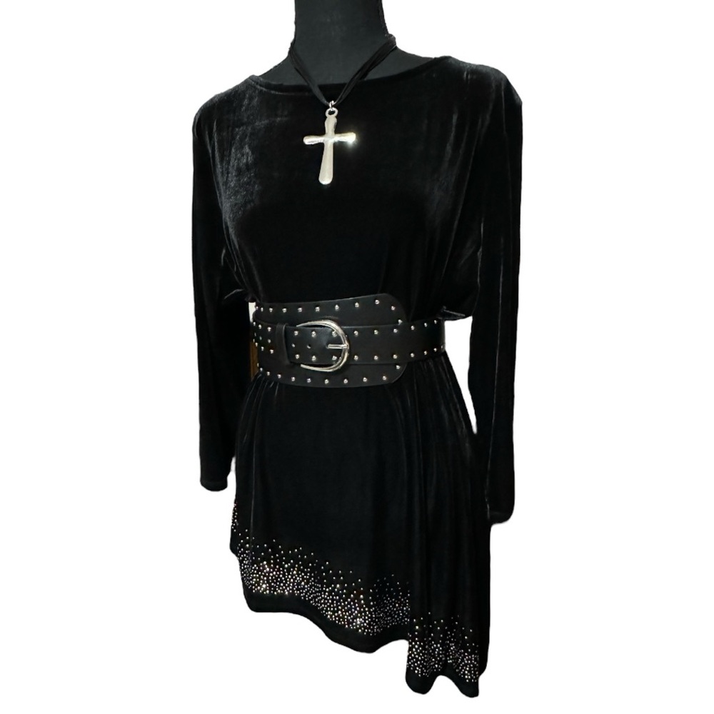 Black velvet asymmetrical top